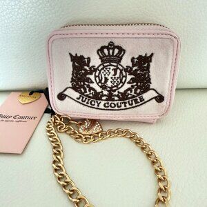 NWT JUICY COUTURE SCOTTIE DOG SQUARE CREDIT CARD ZA WRISTLET WALLET PINK